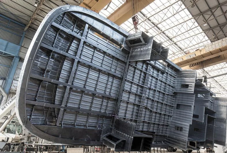 a large metal structure with a glass ceiling aboard BRAVISSIMA Yacht for Sale