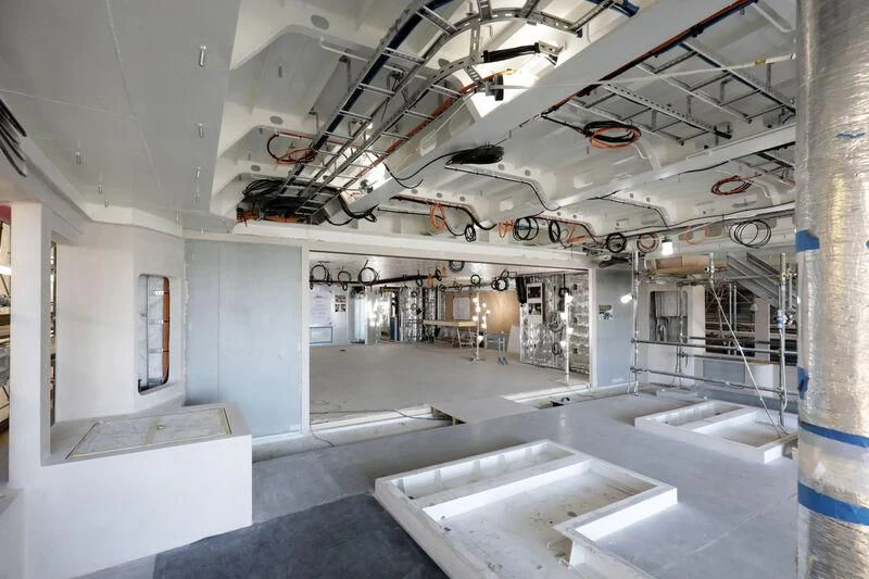 a large room with a large metal ceiling and a large metal ceiling aboard BRAVISSIMA Yacht for Sale