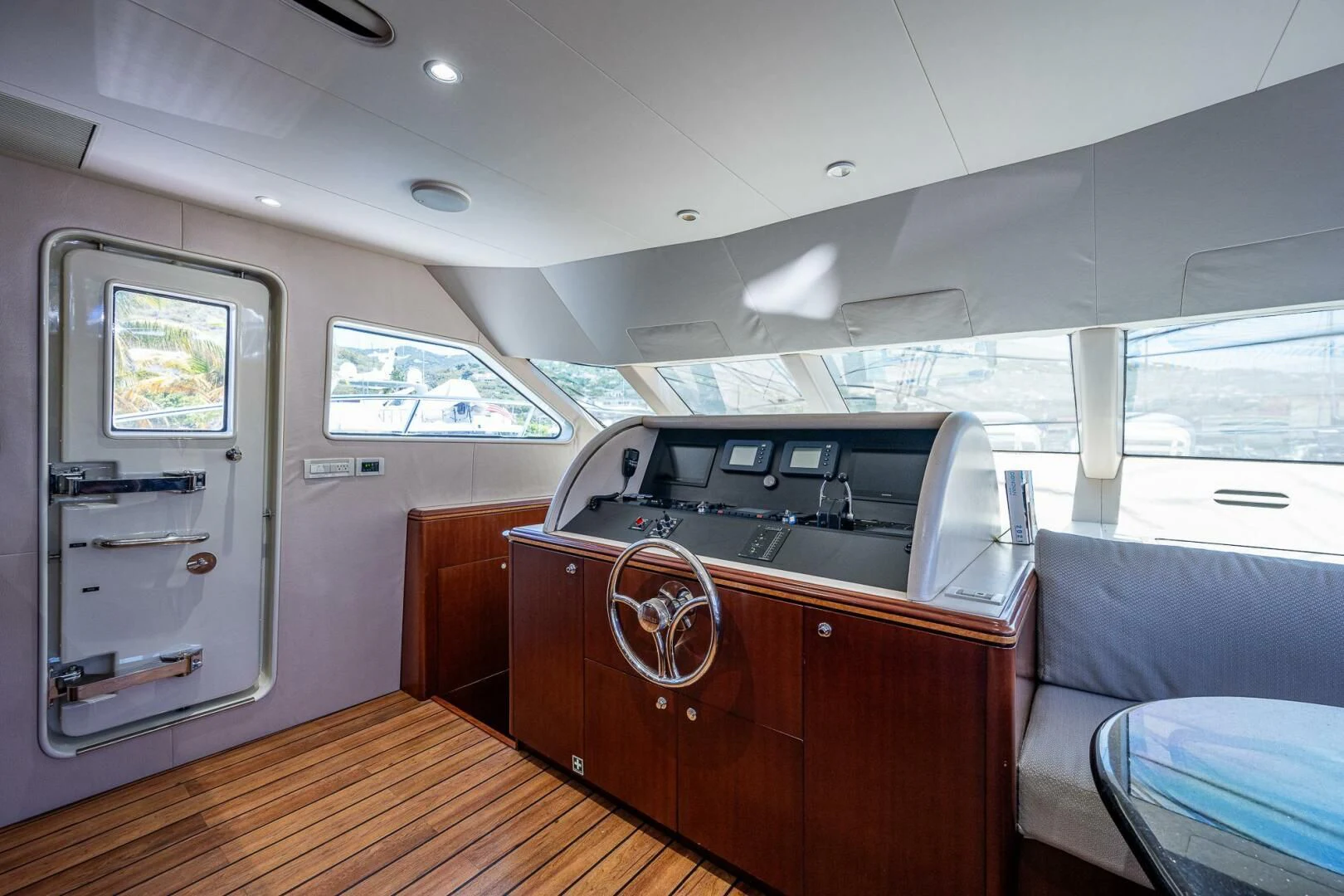 a room with a bed and a car aboard LADY LORRAINE Yacht for Sale