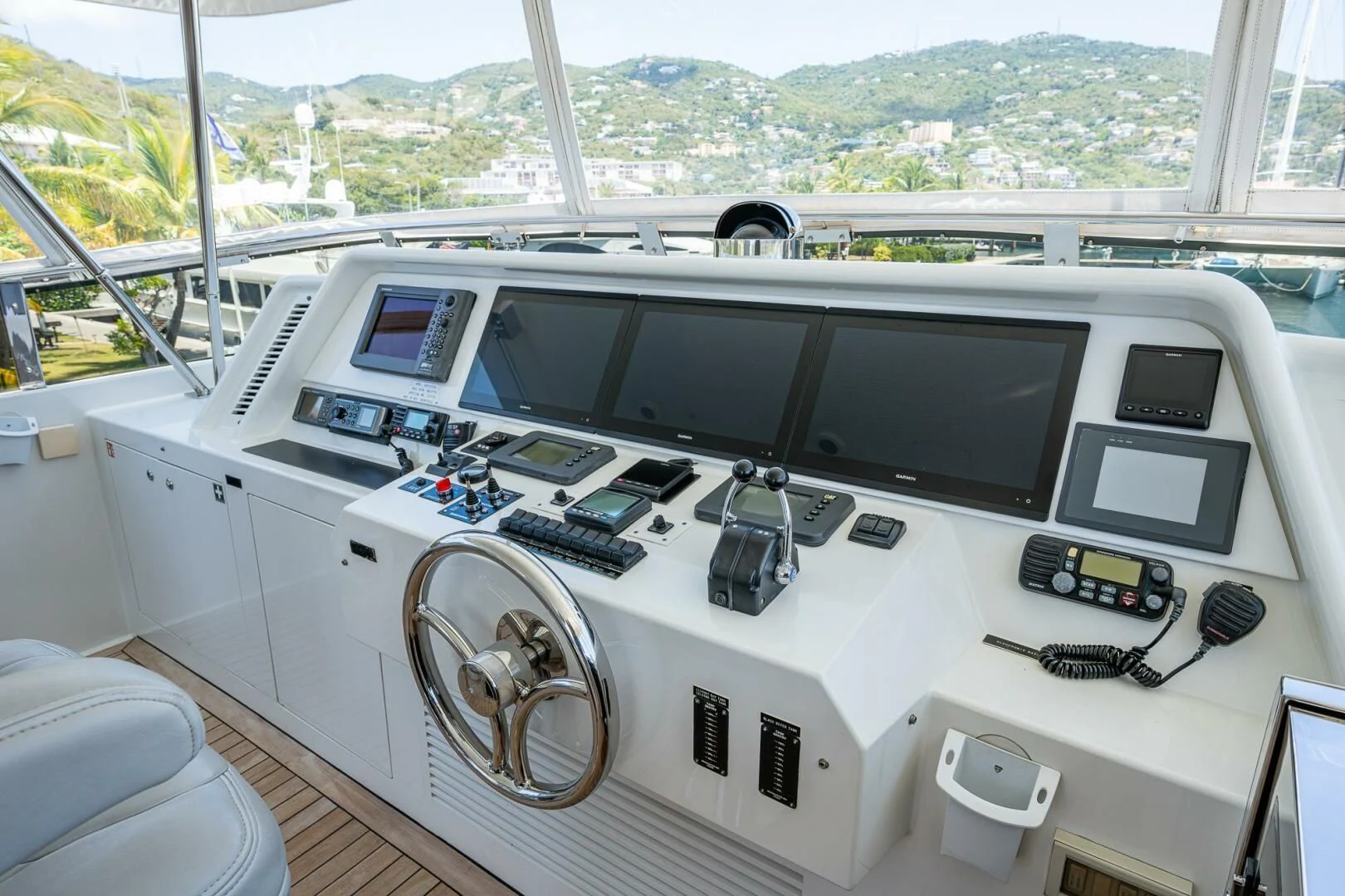 inside of a white car aboard LADY LORRAINE Yacht for Sale