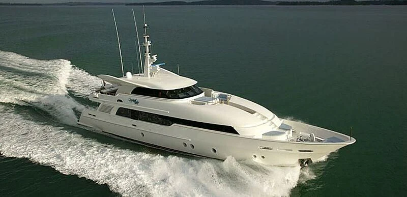 a white yacht on the water aboard SUPERSTAR Yacht for Charter