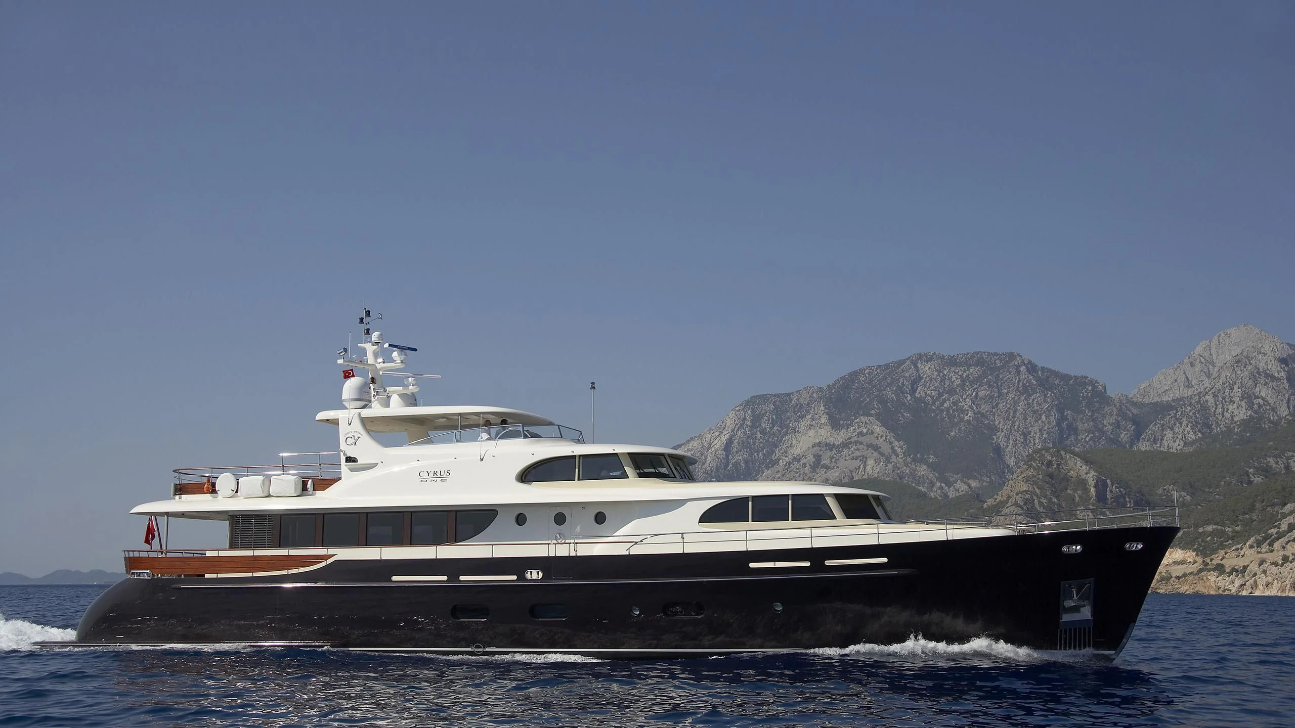 a boat on the water aboard CYRUS ONE Yacht for Sale