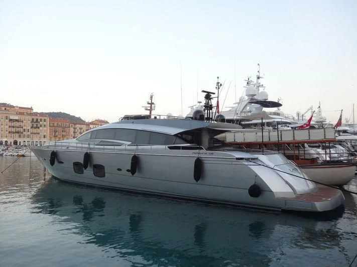 a white yacht in the water aboard X-TREM II Yacht for Sale