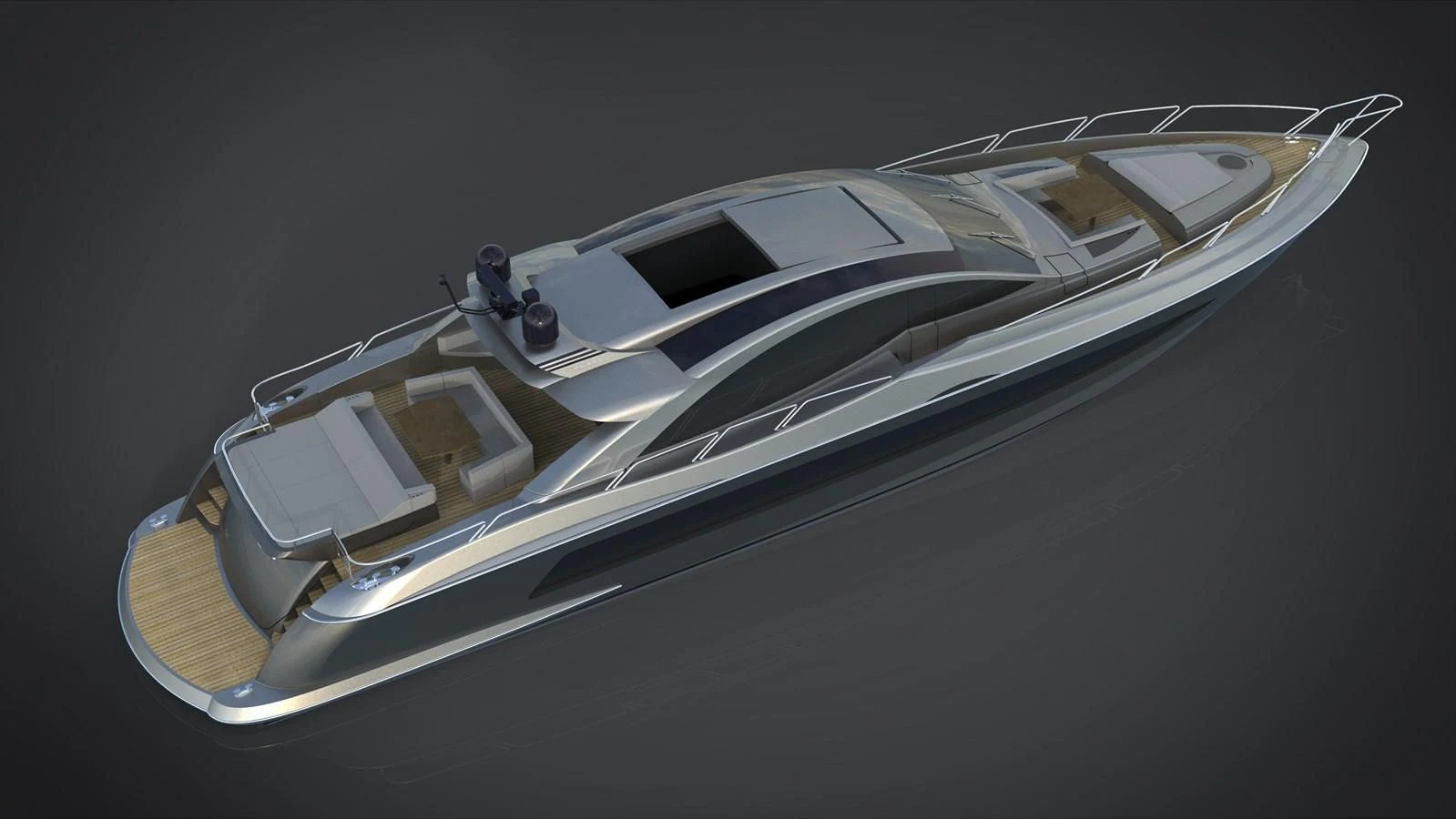 a silver sports car aboard 2024 GLADIATOR 901 SPEED Yacht for Sale