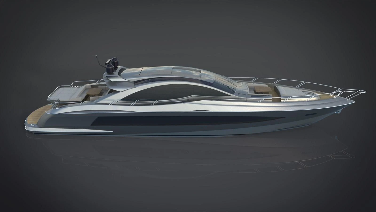 a white sports car aboard 2024 GLADIATOR 901 SPEED Yacht for Sale