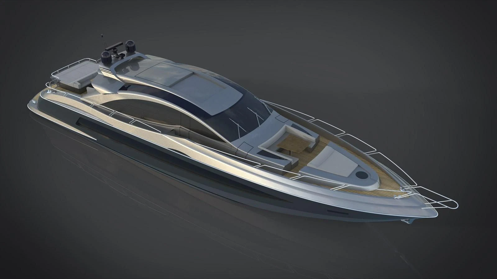 a white sports car aboard 2024 GLADIATOR 901 SPEED Yacht for Sale