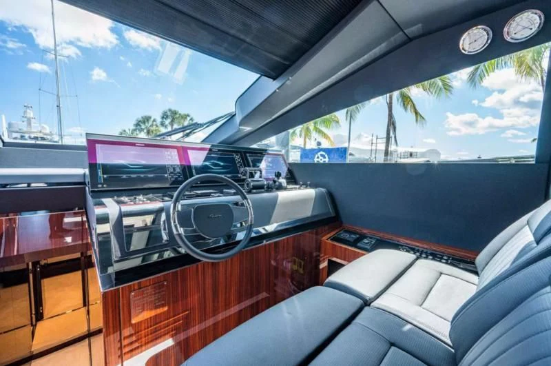 the inside of a car aboard RIVA FOLGORE 88/14 Yacht for Sale