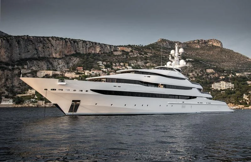 a white yacht in the water aboard AMORE VERO Yacht for Sale