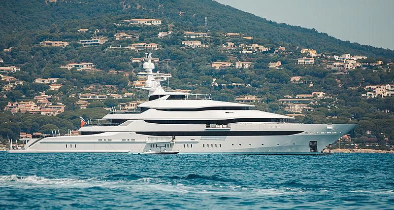 a large ship in the water aboard AMORE VERO Yacht for Sale