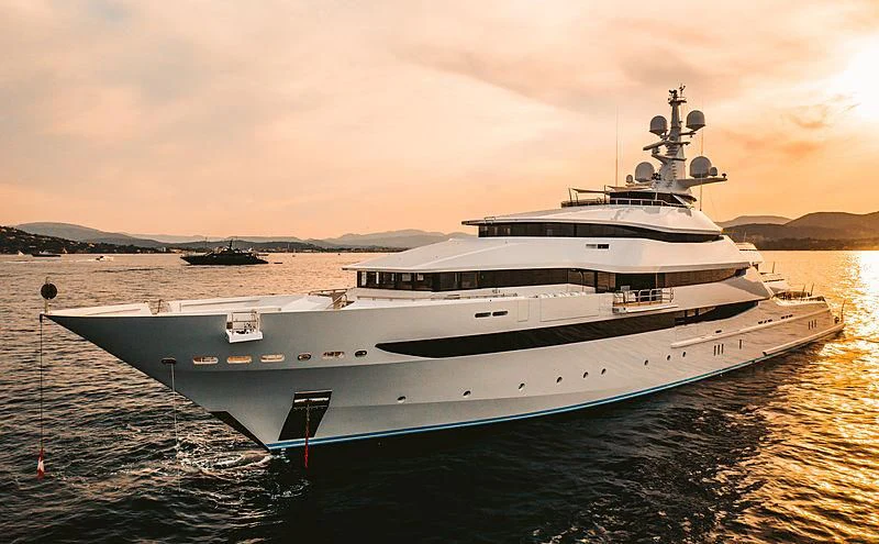 a large ship in the water aboard AMORE VERO Yacht for Sale