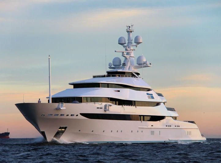 a large white ship aboard AMORE VERO Yacht for Sale
