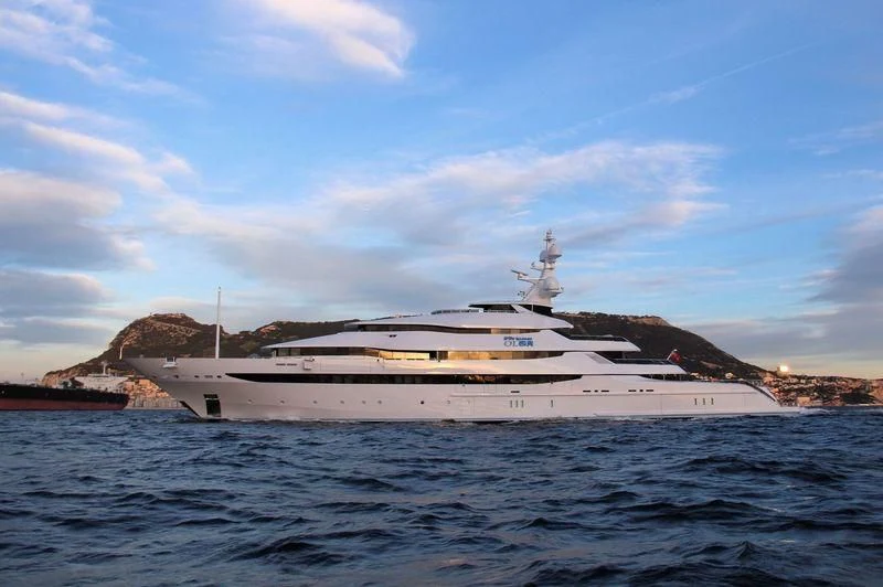 a large white ship in the water aboard AMORE VERO Yacht for Sale
