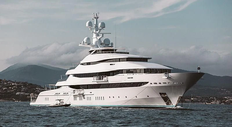 a large white ship aboard AMORE VERO Yacht for Sale