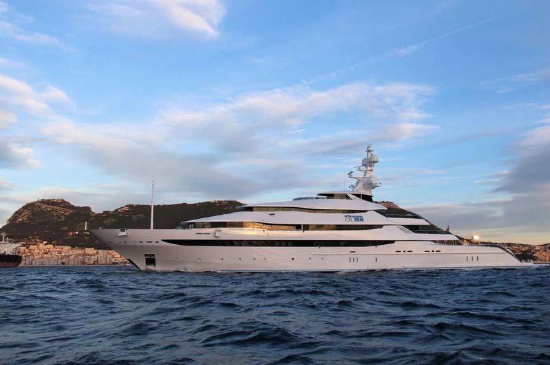 a large white yacht in the water aboard AMORE VERO Yacht for Sale
