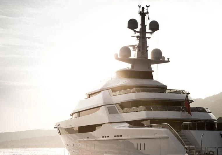 a large white ship aboard AMORE VERO Yacht for Sale