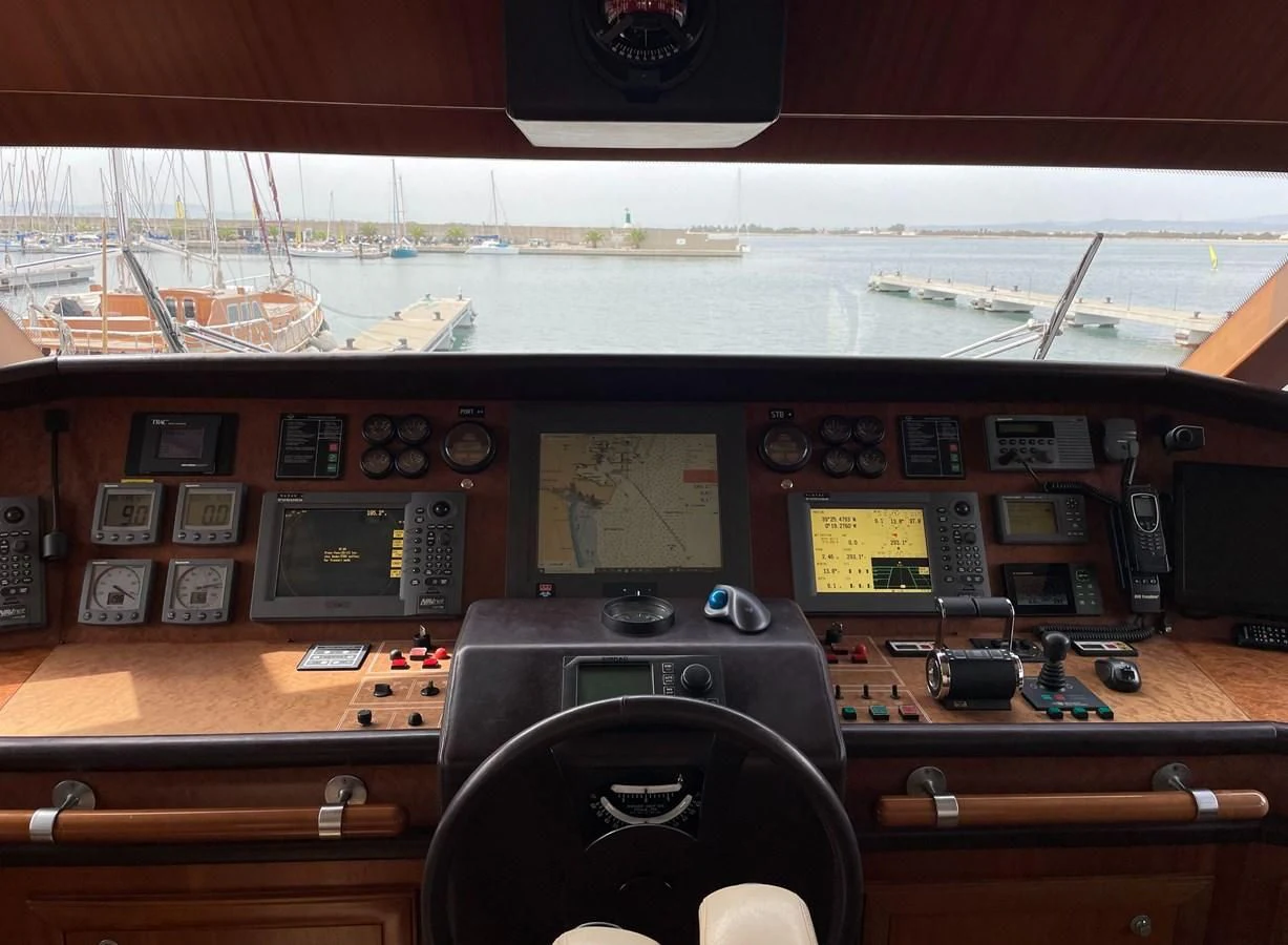 a dashboard of a car aboard BIM Yacht for Sale