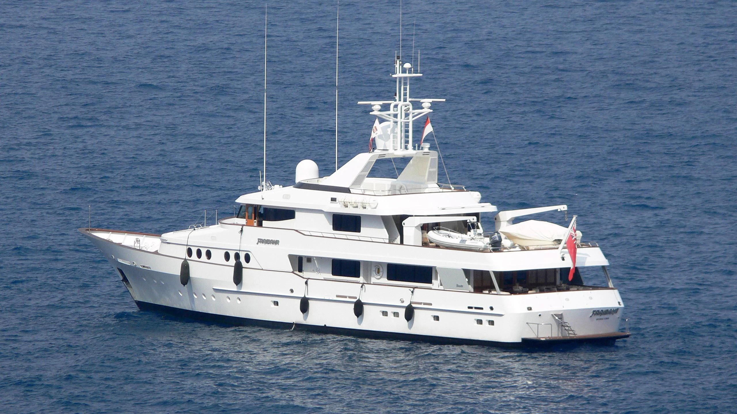 a white yacht in the water aboard ALLEGRA Yacht for Sale