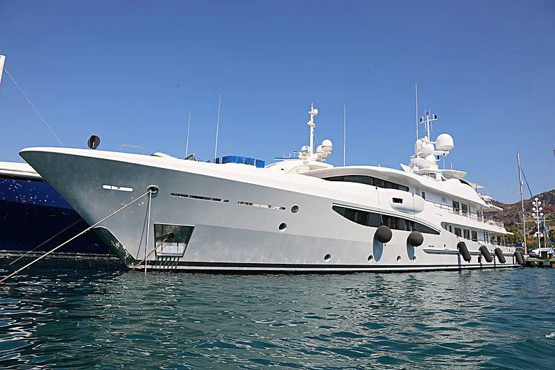 a large white boat in the water aboard ARIELA Yacht for Sale