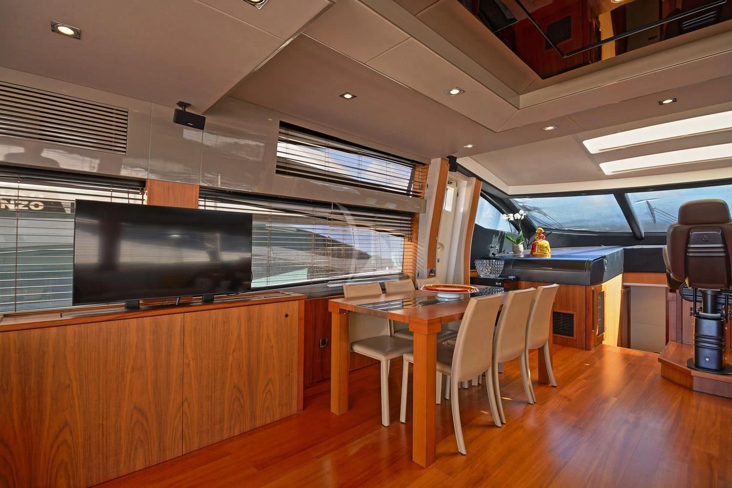a room with a table and chairs aboard BASAD Yacht for Sale