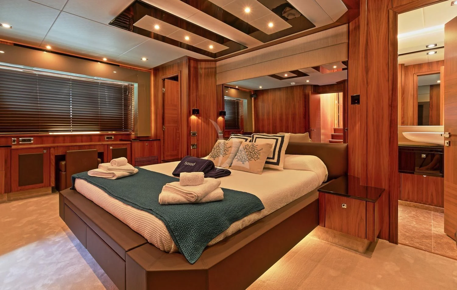 a bed in a room aboard BASAD Yacht for Sale