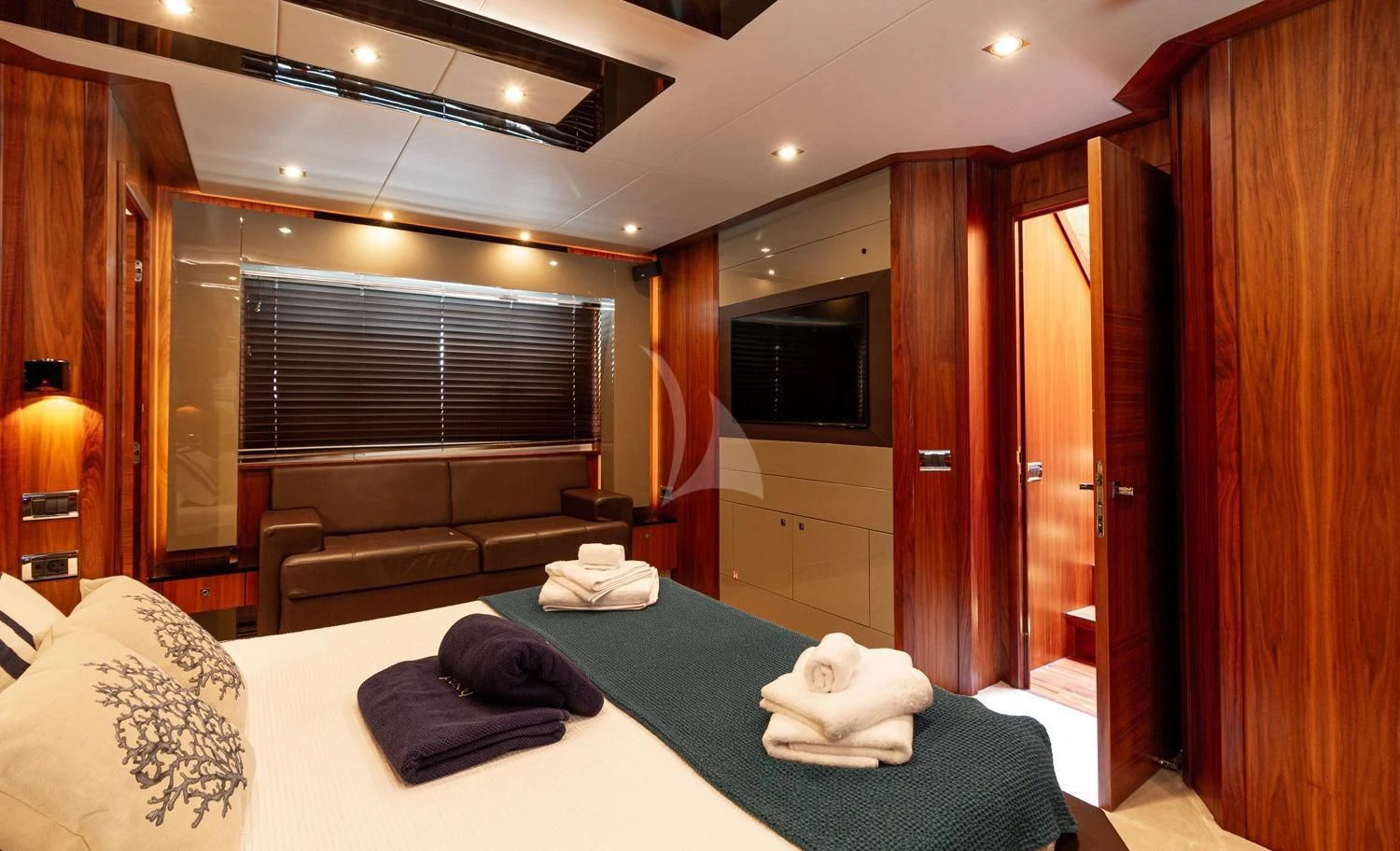a bed in a room aboard BASAD Yacht for Sale