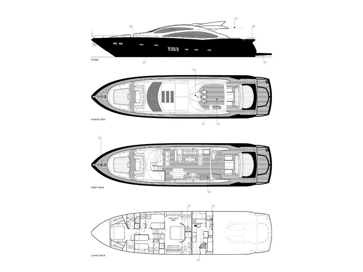 a black and white photo of a police car aboard BASAD Yacht for Sale