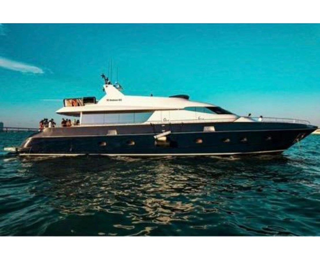 a large ship in the water aboard NIRVANA Yacht for Sale