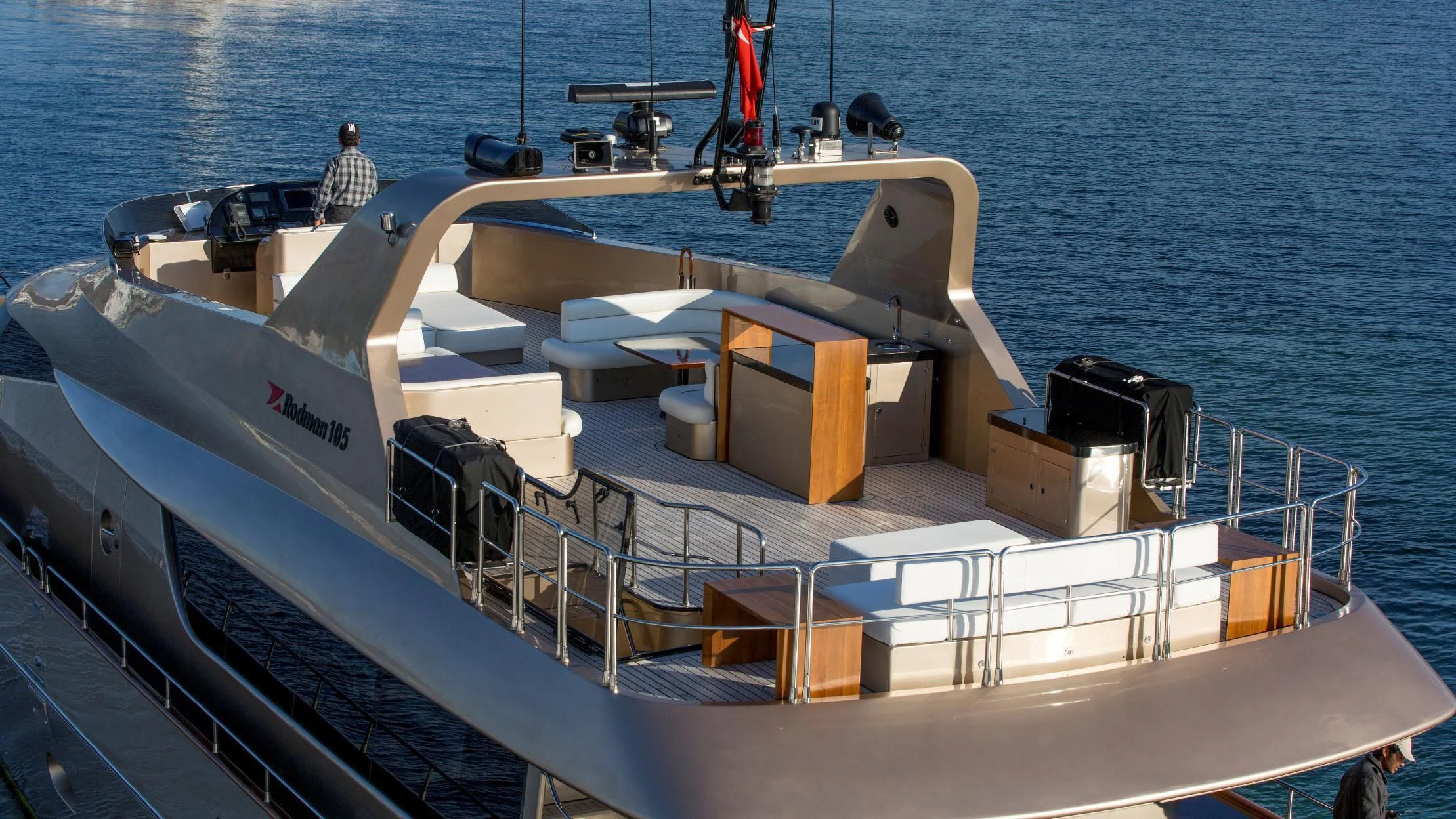 a large ship with a group of people on it aboard NIRVANA Yacht for Sale