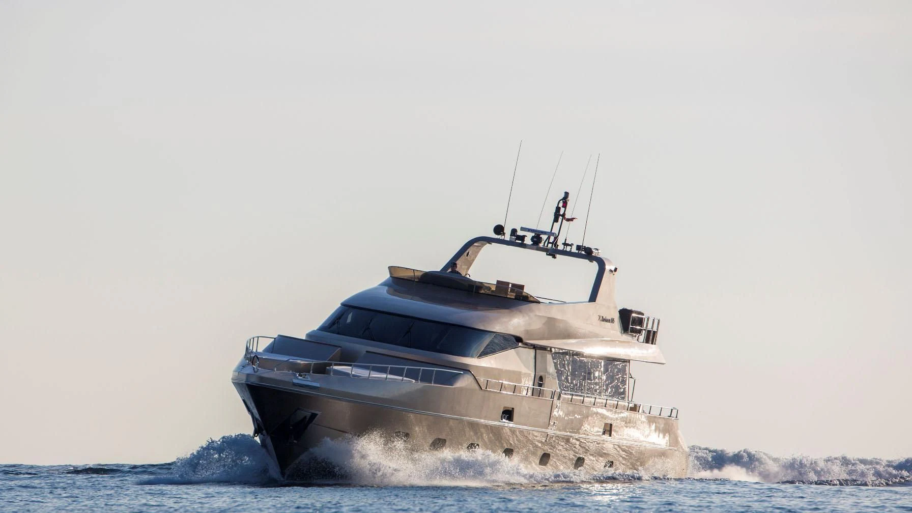 a military boat in the snow aboard NIRVANA Yacht for Sale