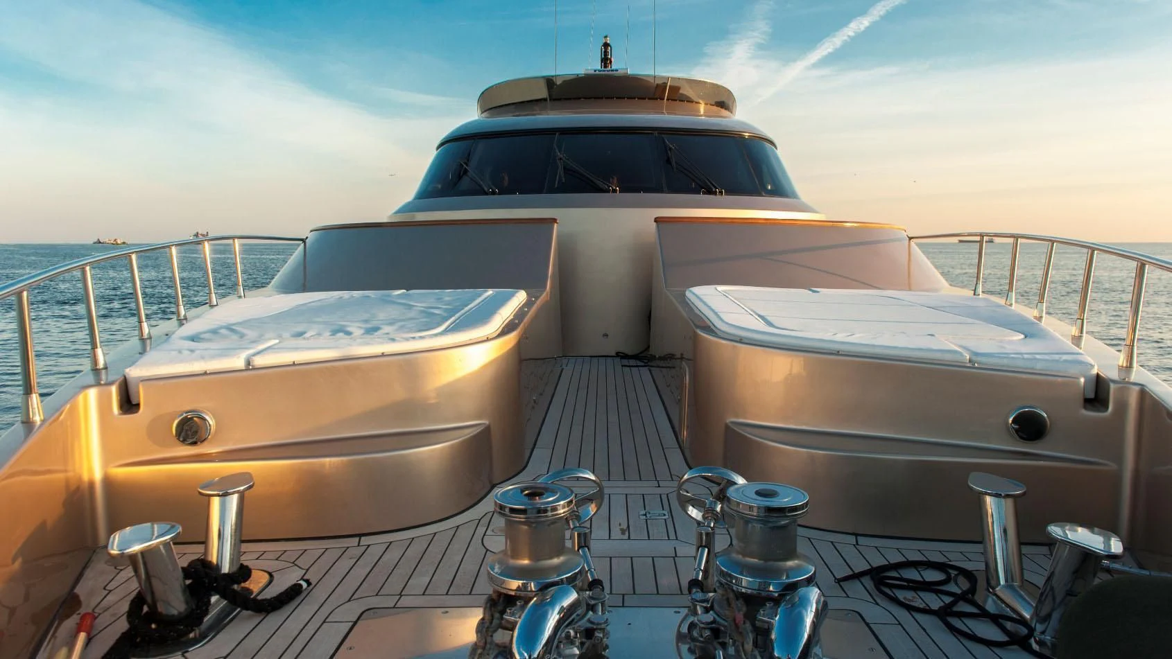 the front of a boat aboard NIRVANA Yacht for Sale