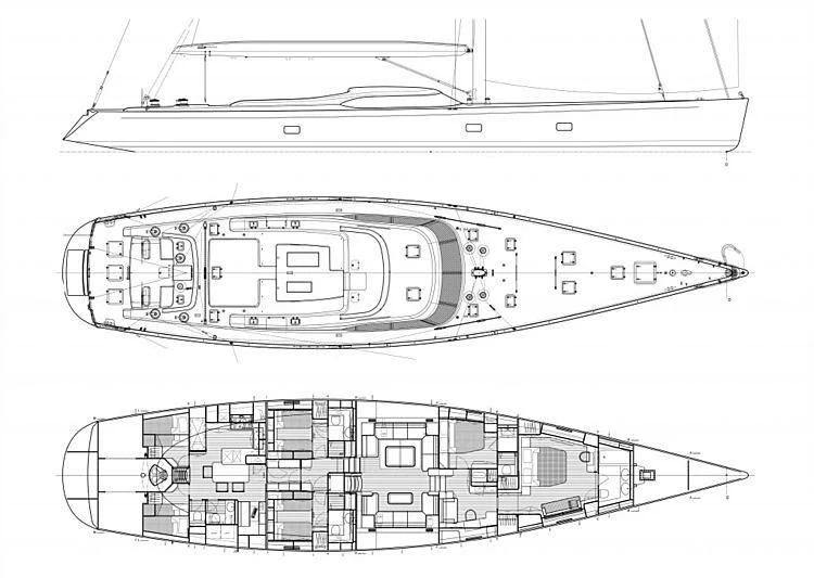 diagram, engineering drawing aboard THIRTY NINE Yacht for Sale