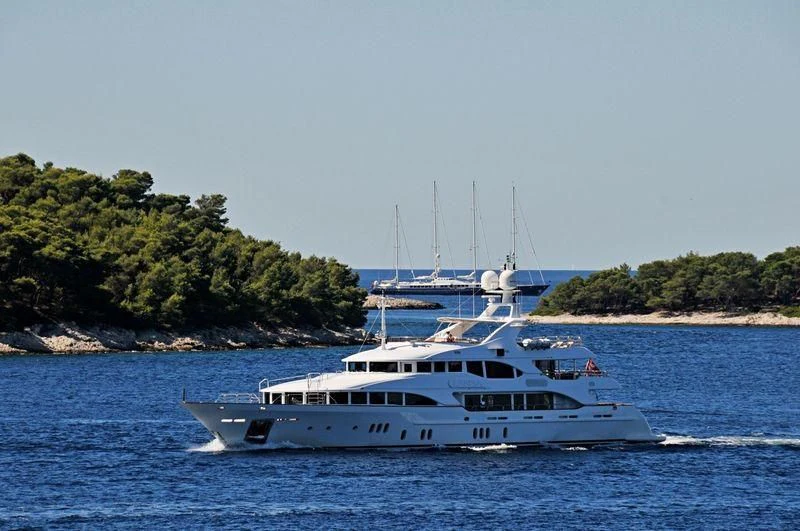 a boat on the water aboard GRAND MARIANA Yacht for Sale