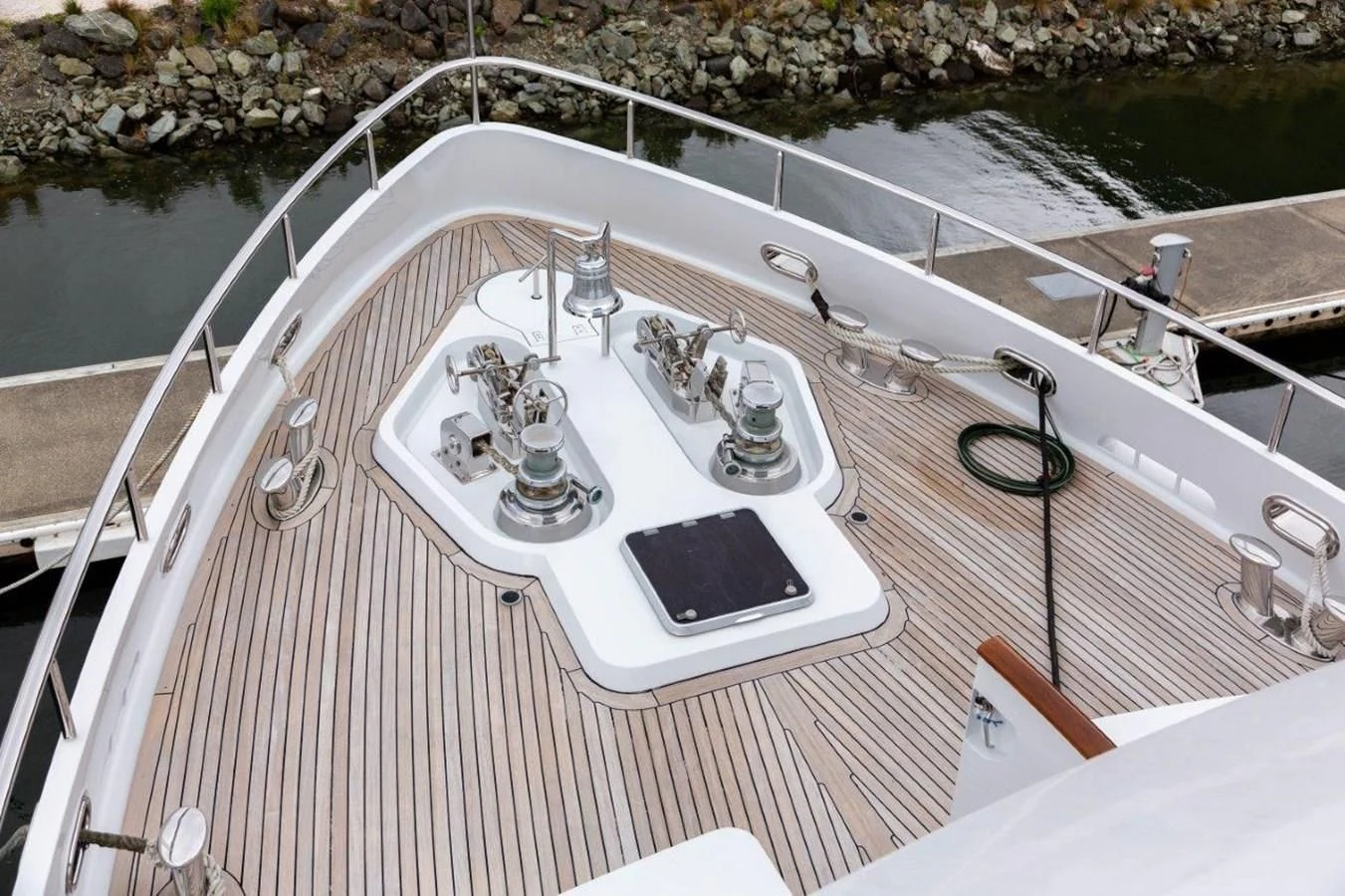 a boat with a sink and a laptop on it aboard MAVERICK Yacht for Sale
