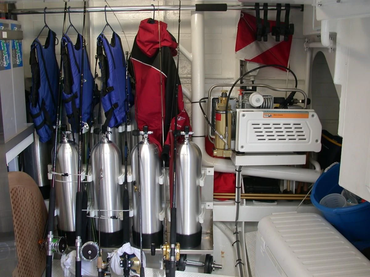 a room with various tools and tools aboard MAVERICK Yacht for Sale