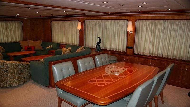 a large room with a pool table aboard MAVERICK Yacht for Sale
