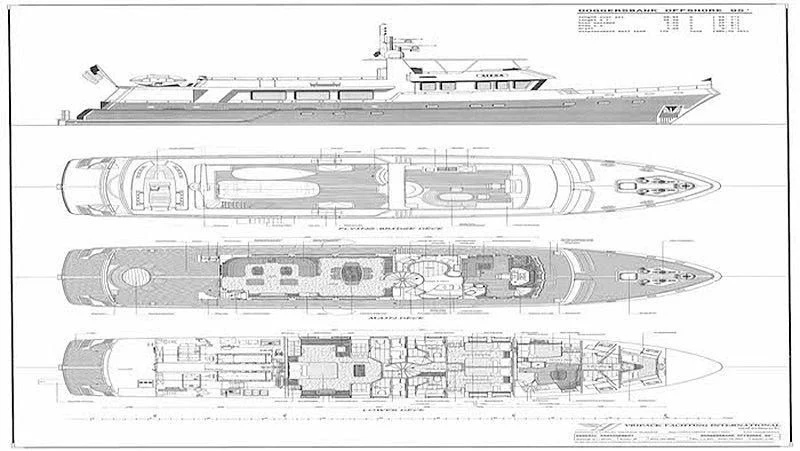 diagram, engineering drawing aboard MAVERICK Yacht for Sale