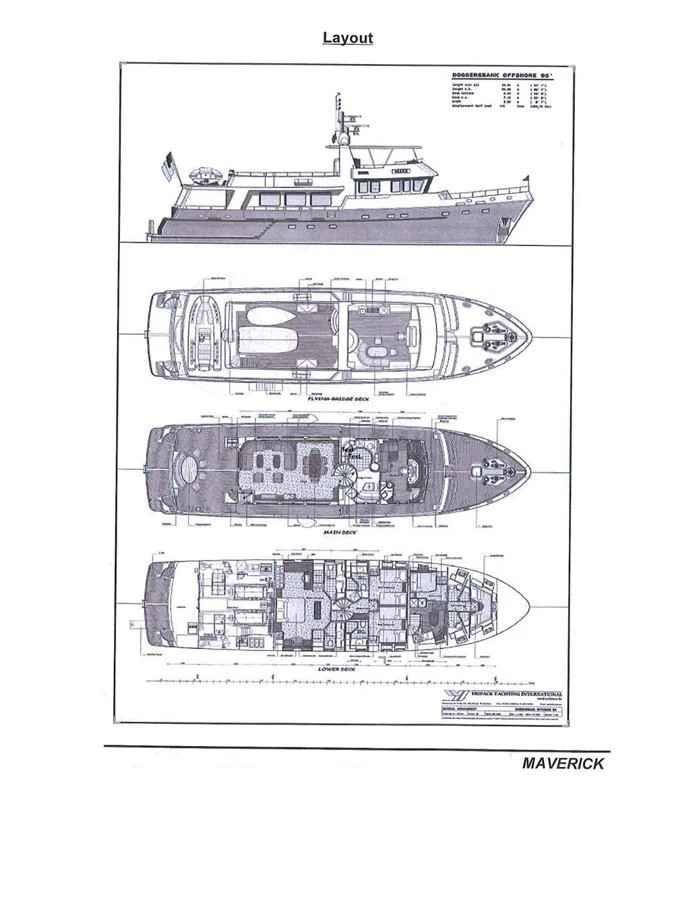 diagram, engineering drawing aboard MAVERICK Yacht for Sale