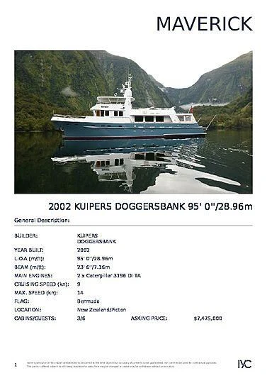 website aboard MAVERICK Yacht for Sale