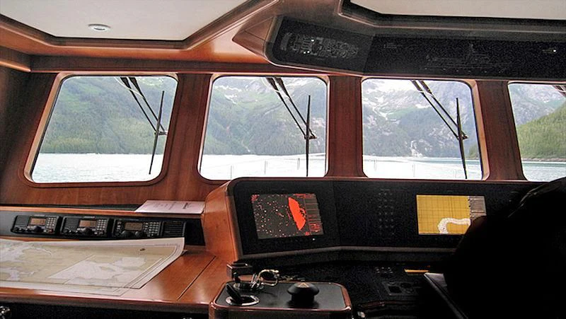 the inside of a car aboard MAVERICK Yacht for Sale