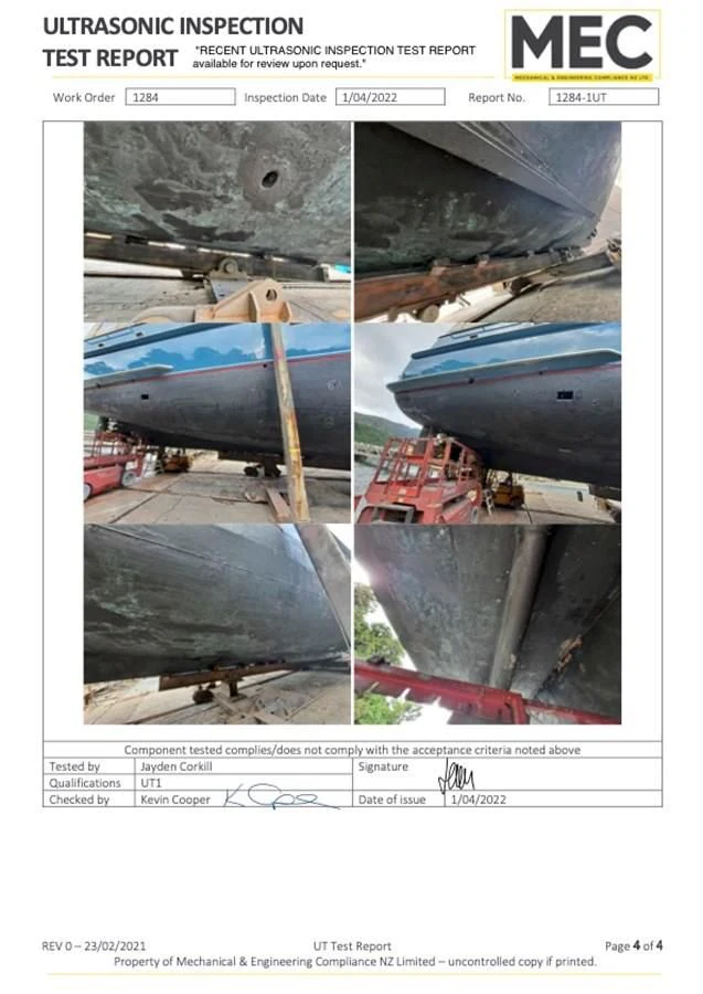 calendar aboard MAVERICK Yacht for Sale