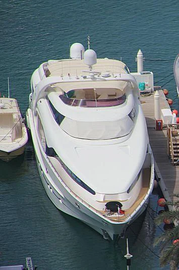 a white boat on the water aboard LA VIE EN ROSE Yacht for Sale