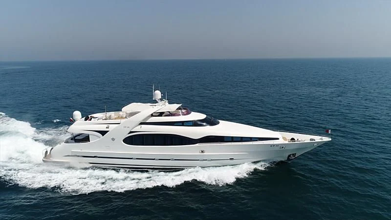 a white yacht in the water aboard LA VIE EN ROSE Yacht for Sale