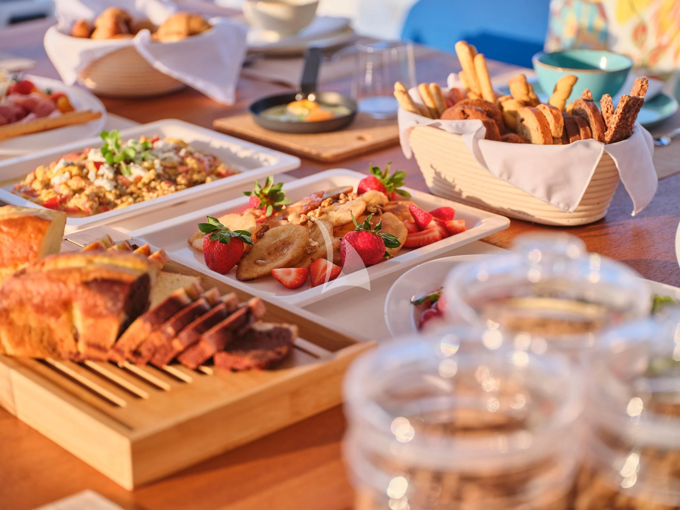 a table full of food aboard APHAEA Yacht for Charter
