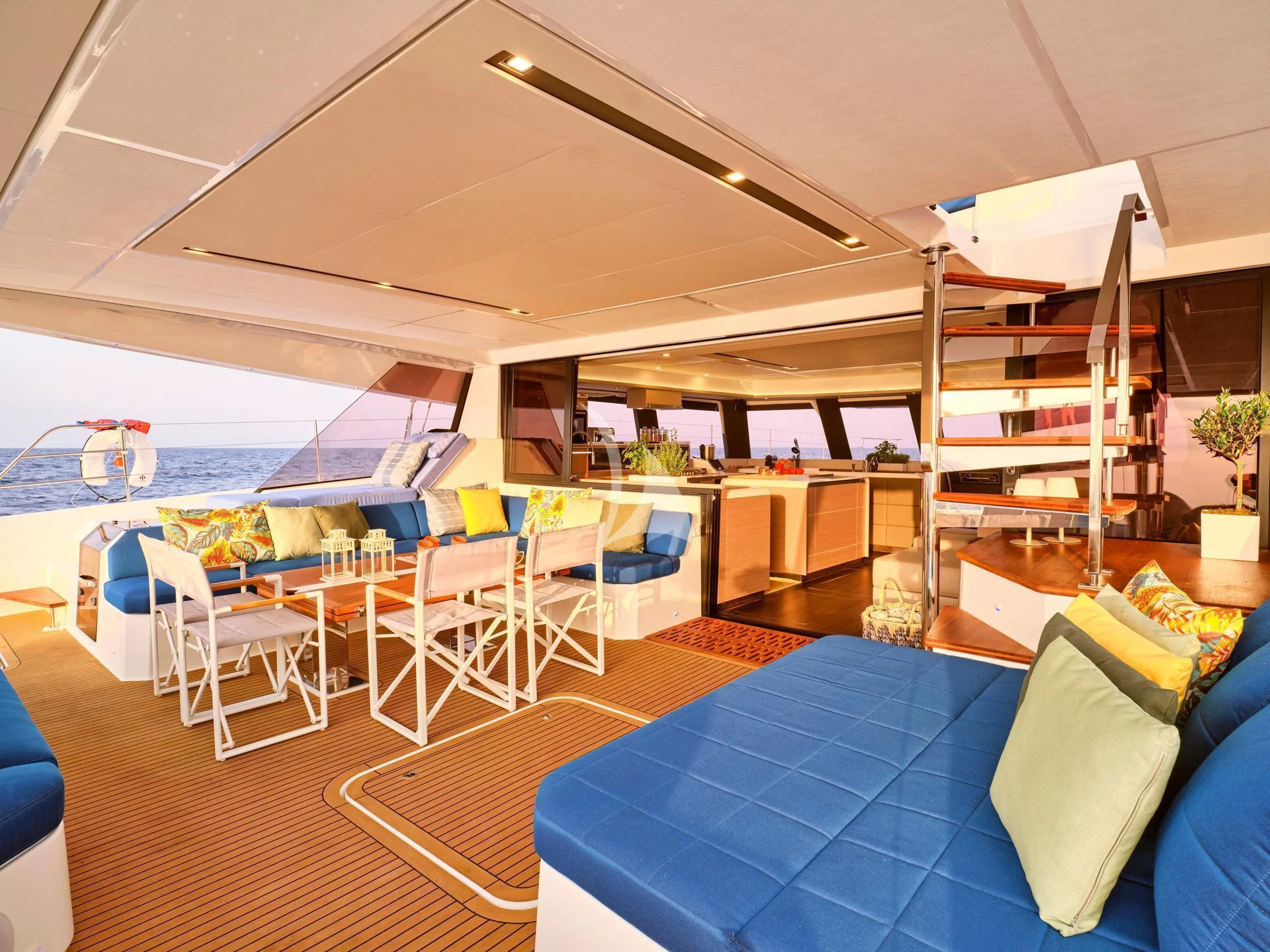 a room with a pool and a deck aboard APHAEA Yacht for Charter