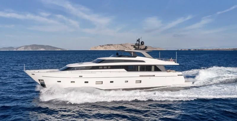 a white yacht on the water aboard RARE DIAMOND Yacht for Sale