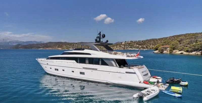 a boat on the water aboard RARE DIAMOND Yacht for Sale