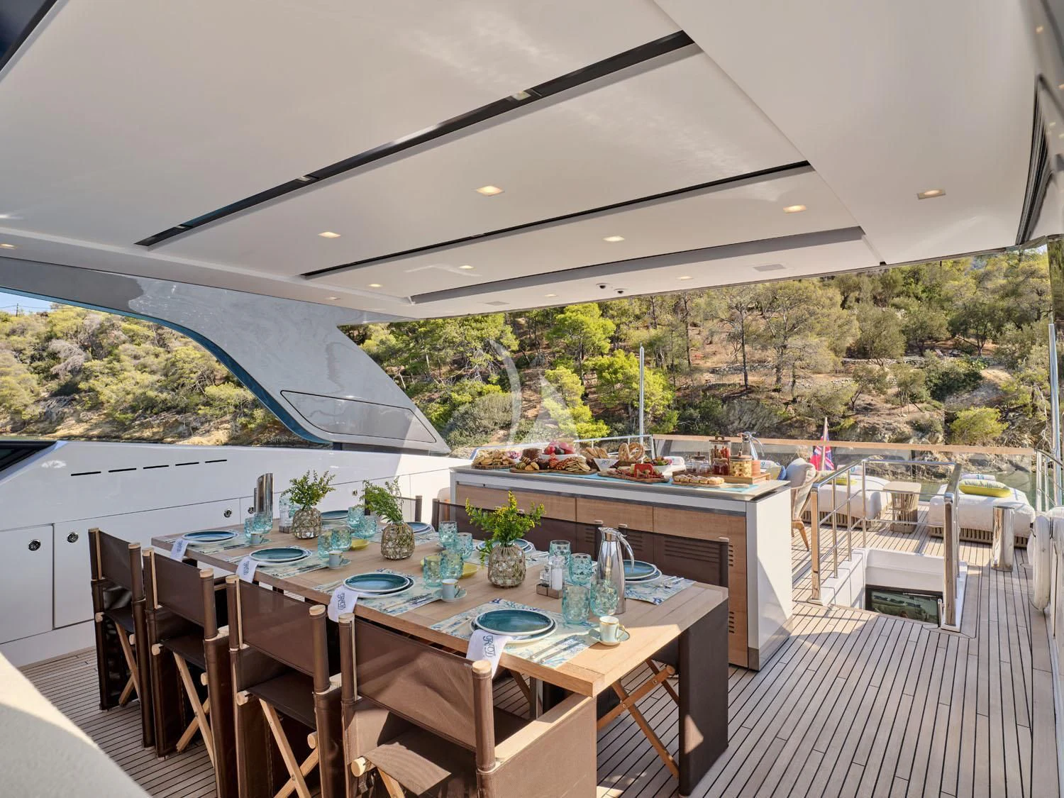 a table set for a meal aboard RARE DIAMOND Yacht for Sale