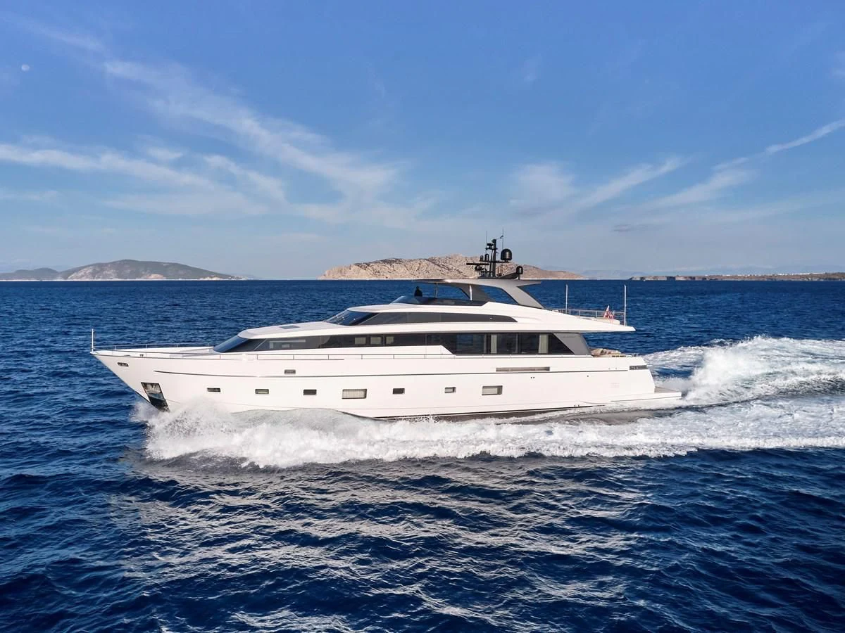 a white yacht on the water aboard RARE DIAMOND Yacht for Sale