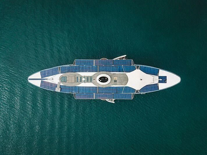 a model of a space ship aboard DOT Yacht for Sale