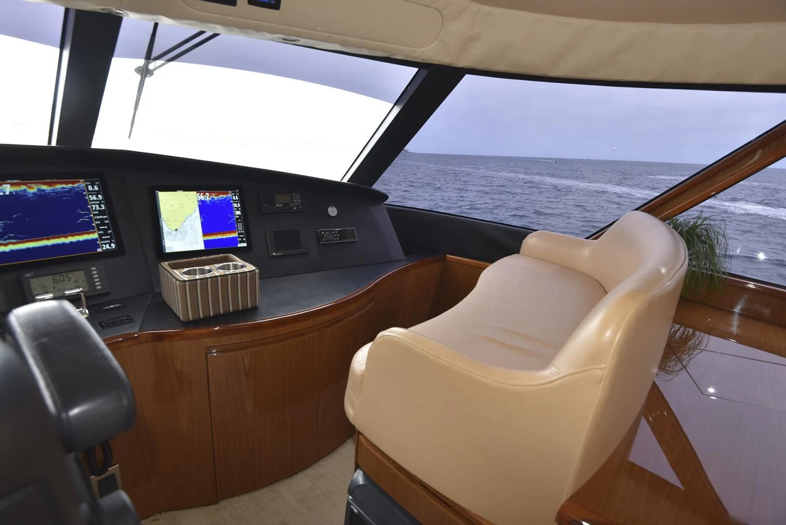 a room with a view of the ocean and the ocean aboard SALTY K Yacht for Sale